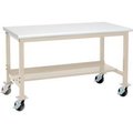 Global Equipment Mobile Production Workbench w/ ESD Safety Edge Top, 72"W x 30"D, Tan 253993TN